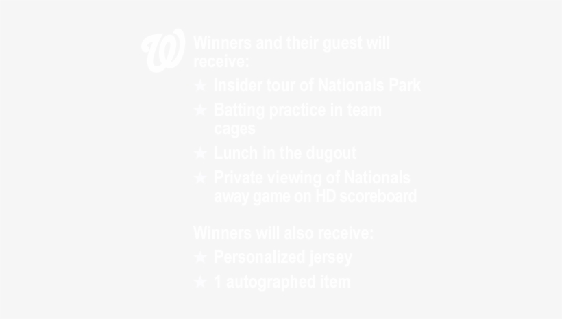 Enter For A Chance To Win A Special Nationals Experience - Maryland, transparent png #610662