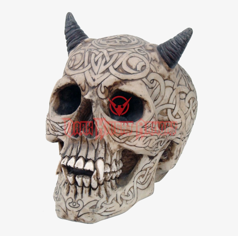 Celtic Carved Devil Skull - Dracula Vampire Skull Statue Fierce Fangs Bloodthirsty, transparent png #613067