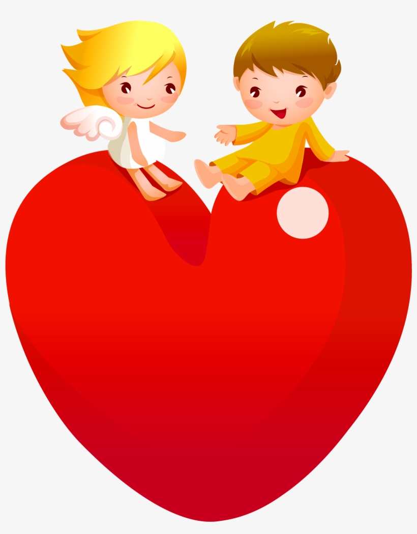 Red Heart With Angels Png Clipart - Whatsapp Wallpaper Heart Art, transparent png #615141