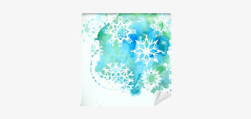 Watercolor Snowflakes Background Wall Mural • Pixers® - Watercolor Painting, transparent png #617344
