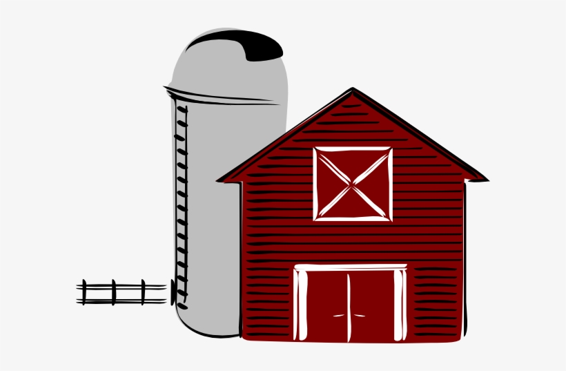 Cartoon Barn Clip Art Along With Cartoon Farm Animals - Barn With Silo Clipart, transparent png #619521