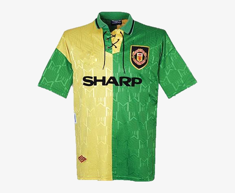 1992-1994 Manchester United Third Green/gold Shirt - Retro Man Utd Shirts, transparent png #619915