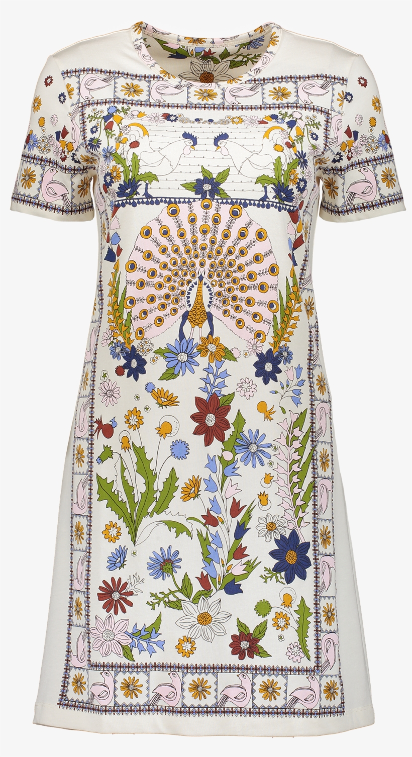 Ss Kerry T-shirt Dress Ivory Meadow - Tory Burch Kerry T Shirt Dress, transparent png #6111946