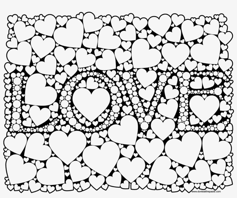 Love Coloring Page For Adults In Jpg And Transparent - Transparent Coloring Pages For Adults, transparent png #6120293