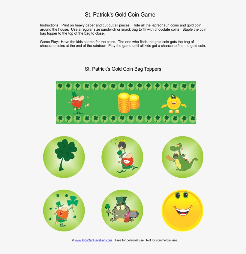 Patrick's Day Gold Coin Game - Smiley, transparent png #6121688