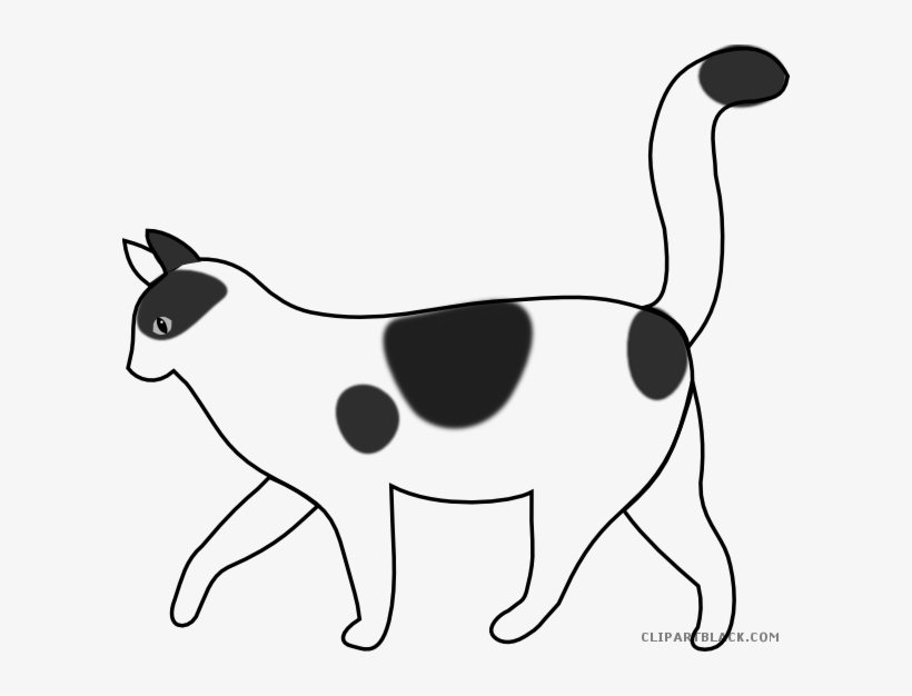 Cat Walking Animal Free Black White Clipart Images - Cat Cartoon Black And  White - Free Transparent PNG Download - PNGkey