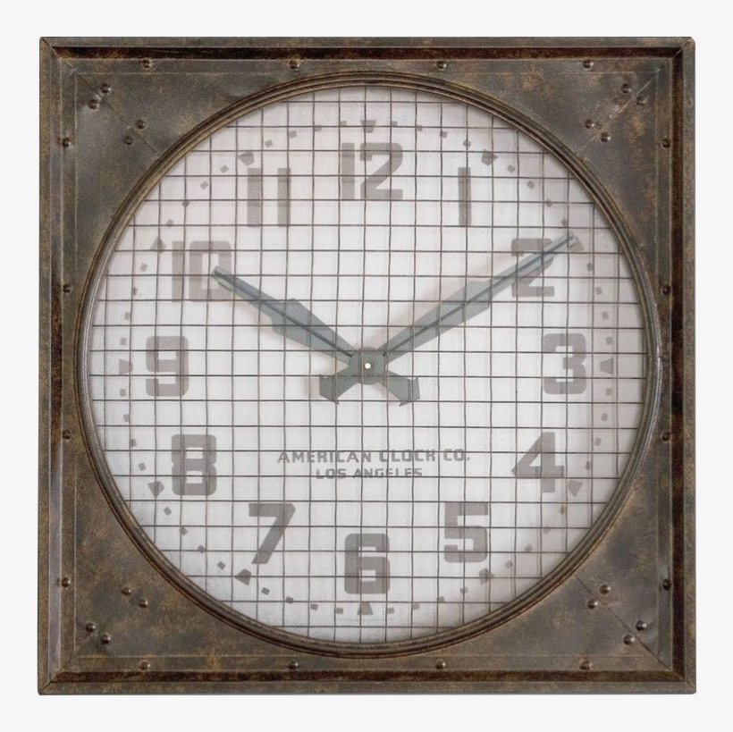 Uttermost 'warehouse' Rust Brown Wall Clock With Grill, transparent png #6126395