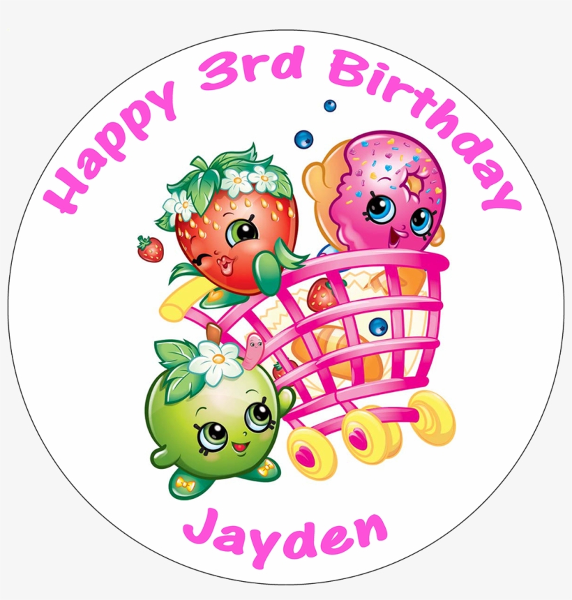Shopkins Edible Personalised Round Birthday Cake Topper - 7th Birthday Shirt Shopkins, transparent png #6127180