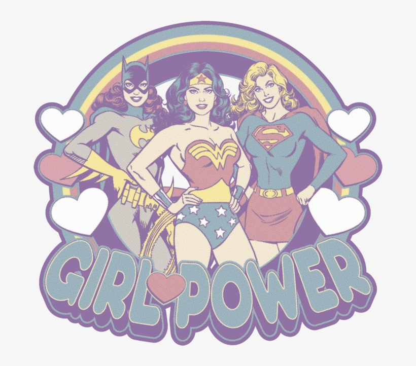 Dc Comics Retro Girl Power Kid's T-shirt - Justice League Kids T-shirt Retro Girl Power Carolina, transparent png #6128276