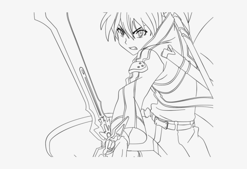 Drawn Sword Kirito - Sao Colouring Page Kirito, transparent png #6129703