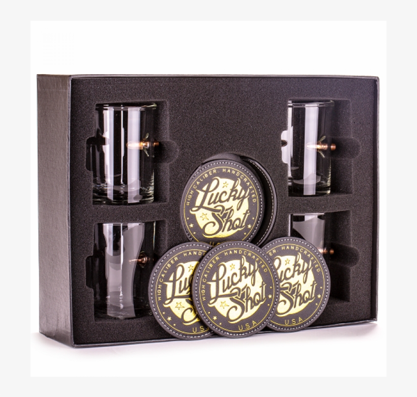 Lucky Shot 308 Caliber Bullet Whiskey Glasses And Coaster, transparent png #6132164