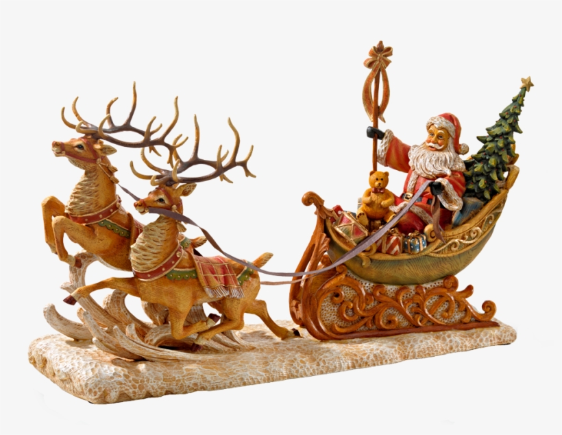 Santa With Sleigh Ride - Rentierschlitten Png, transparent png #6132370