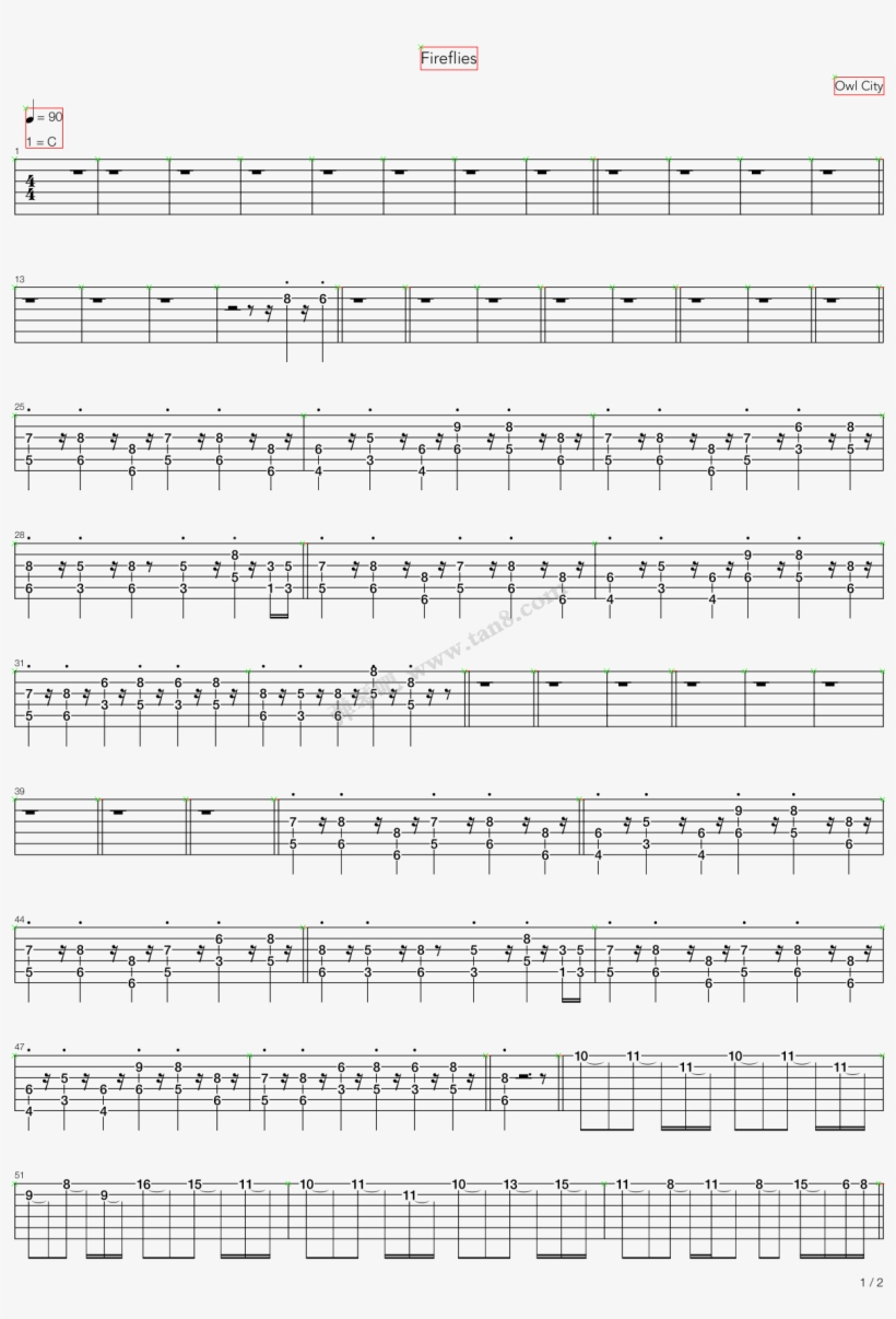 Fireflies 弦乐合奏1 第1张图 - Never Enough 吉他 譜, transparent png #6133387