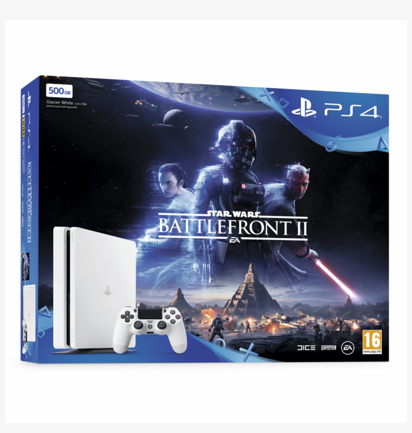 Buy Sony Playstation 4 500gb Console In White With - Ps4 Slim Battlefront Ii, transparent png #6138565