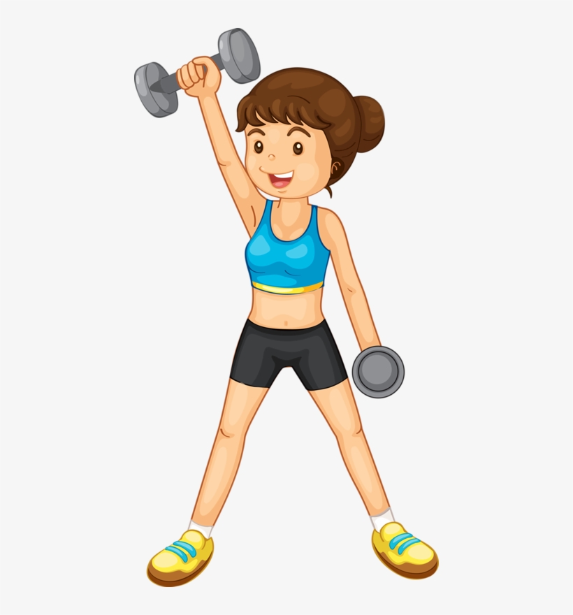 Kids Fitness Ideas Bonita Country Day School - Cartoon Female Lifting Weights, transparent png #6141513