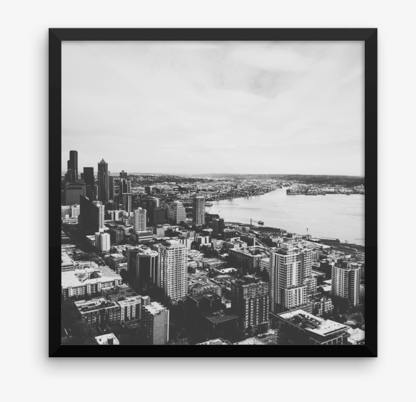 Framed B W Print Of The Seattle Skyline - Seattle, transparent png #6141664