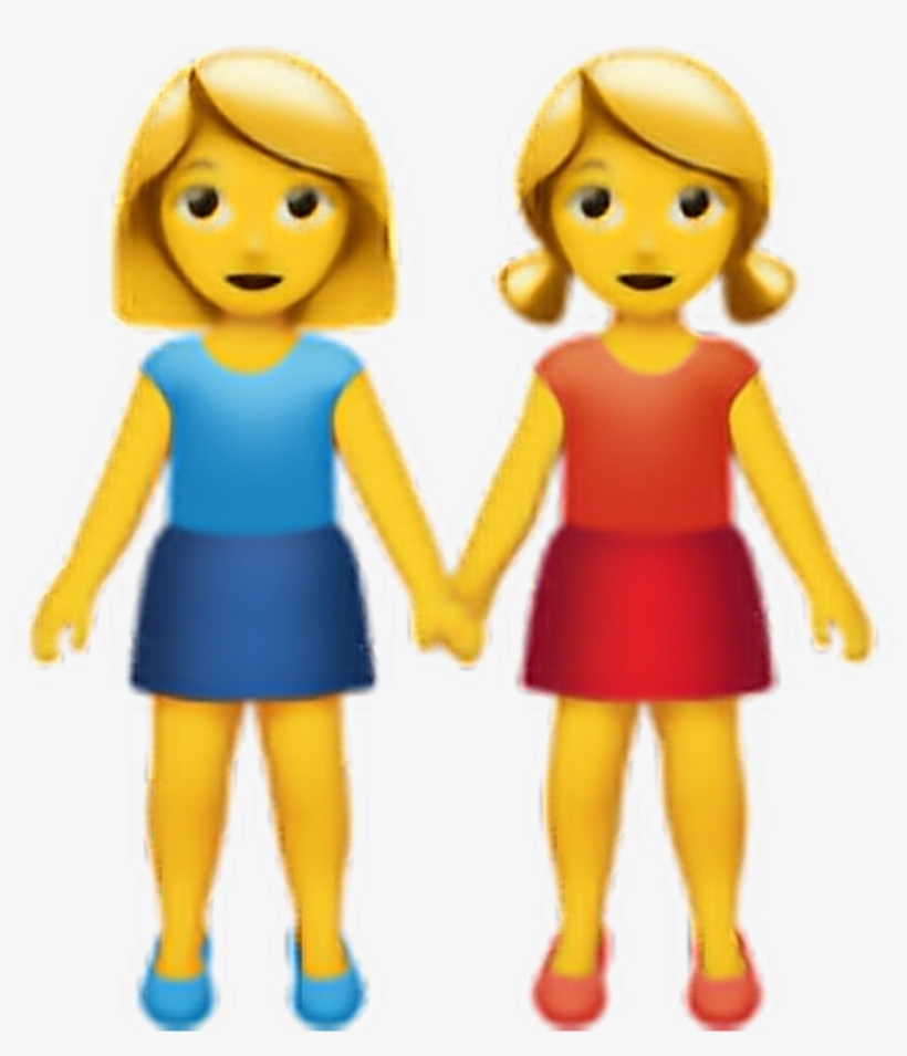 Girl Girls Hand Emoji Iphoneemoji Iphone Freetoedit - Two Women Holding Hands Emoji, transparent png #6143229