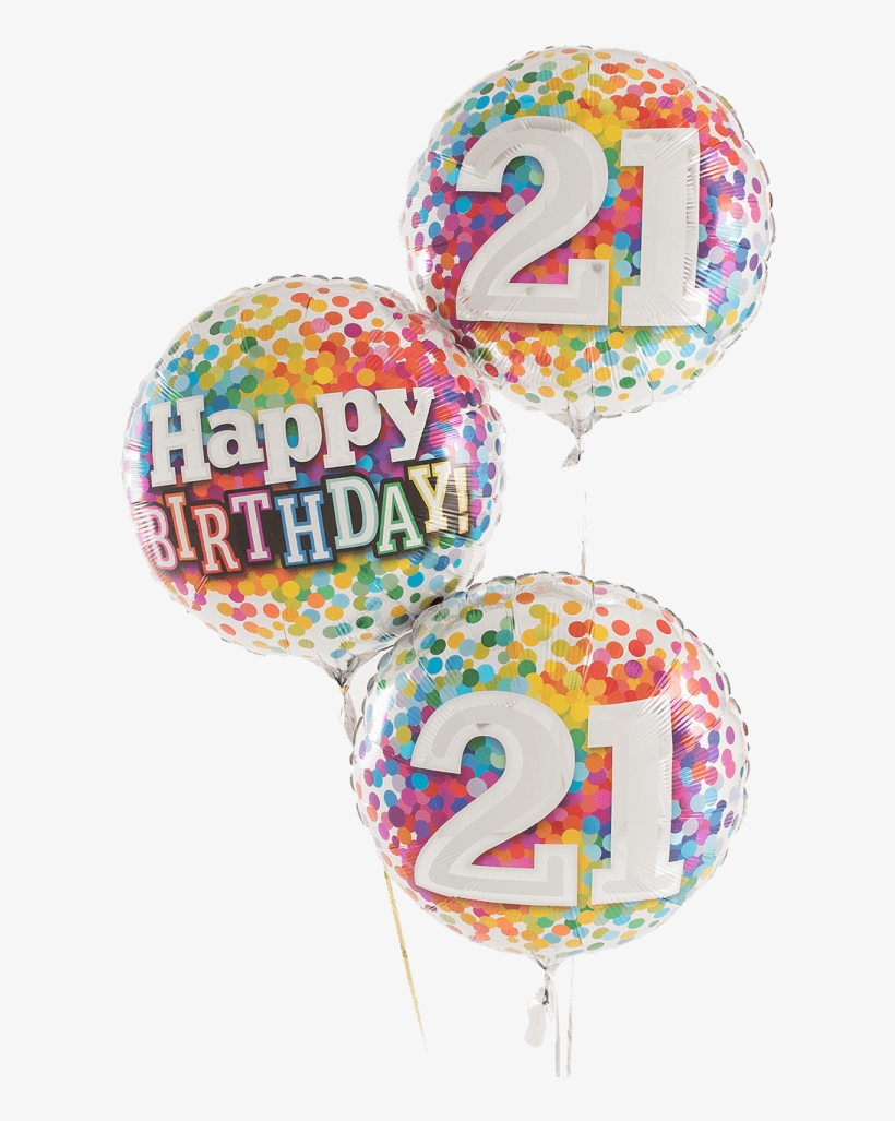 21 Rainbow Confetti Happy Birthday Trio - 18" Happy Birthday Birthday Rainbow Confetti - Mylar, transparent png #6152725