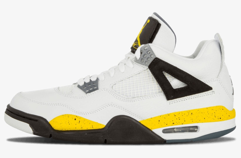 Air Jordan 4 Retro Ls 10.5 Shoes White / Tour Yellow, transparent png #6158335