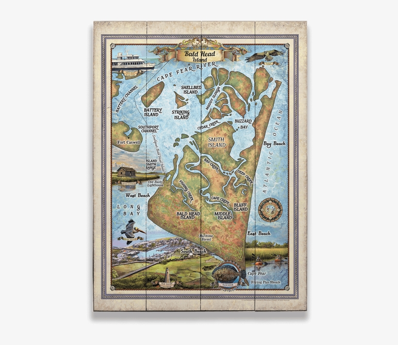 Historic Bald Head Island Nc Vintage Map, transparent png #6158664