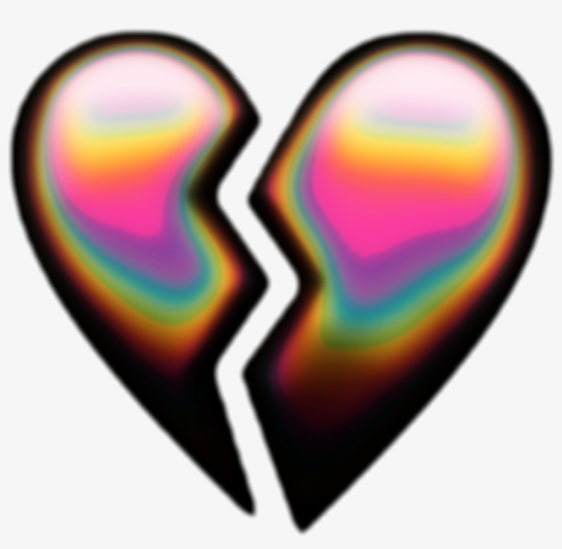 Heart Emoji Holographic Brokenheart Freetoedit - Broken Heart, transparent png #6160688