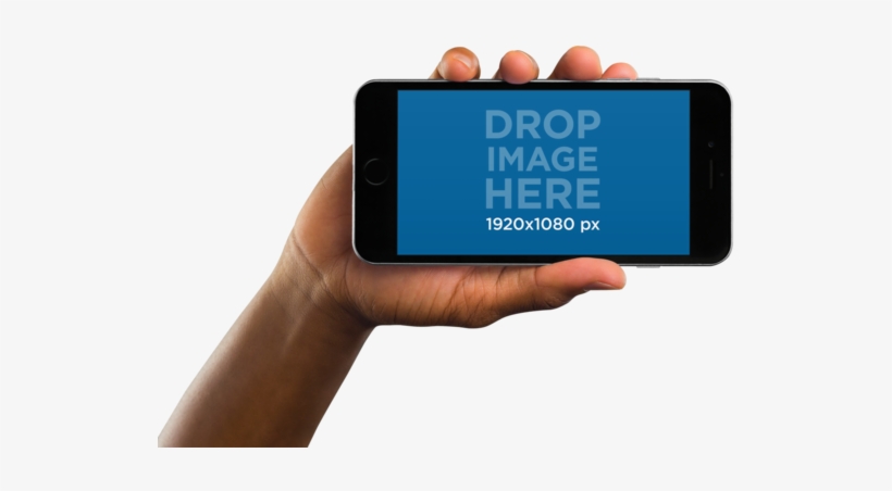 Black Iphone 6 In Landscape Position Over Transparent - Mobile Phone, transparent png #6161414