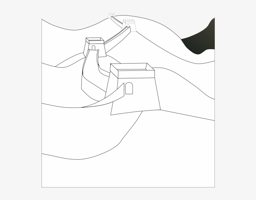 Great Wall Chinawall Black White Line Art 555px - Sketch, transparent png #6166638