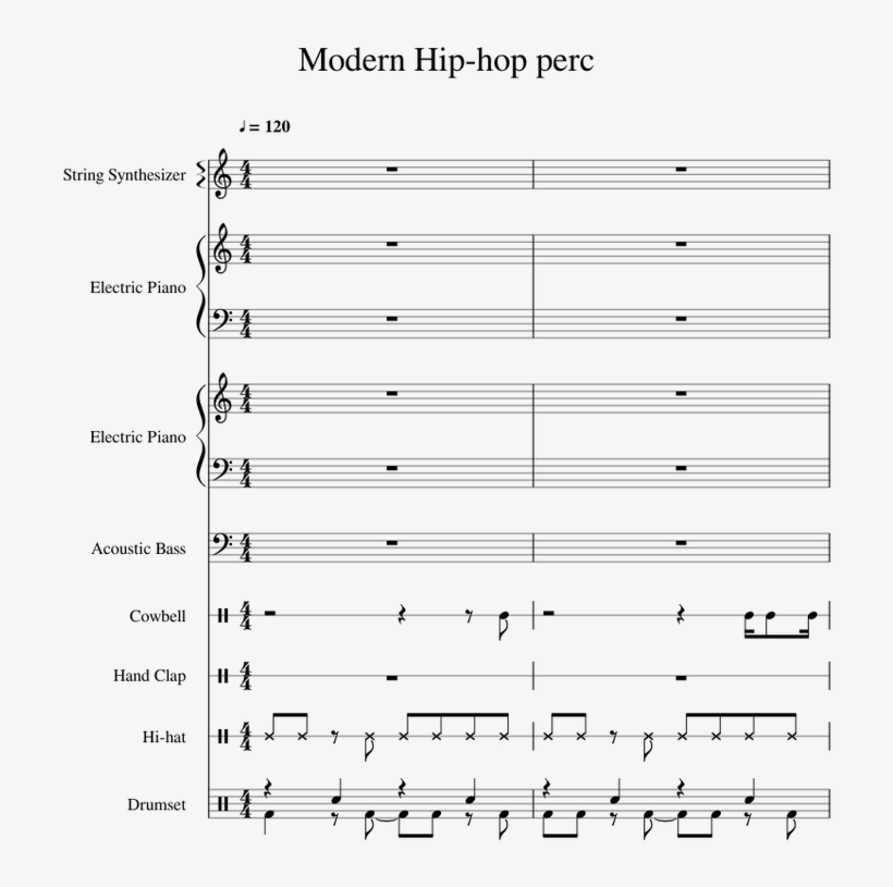 Modern Hip Hop Perc Sheet Music For Piano, Strings, - Cornered Phoenix Wright Sheet Music, transparent png #6166979