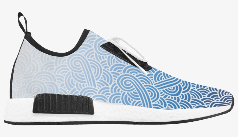Ombre Blue And White Swirls Zentangle Men's Draco Running - Shoe, transparent png #6168060