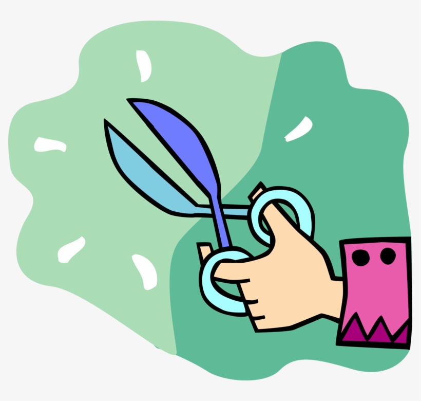 Vector Illustration Of Hand With Scissors Hand-operated, transparent png #6169879