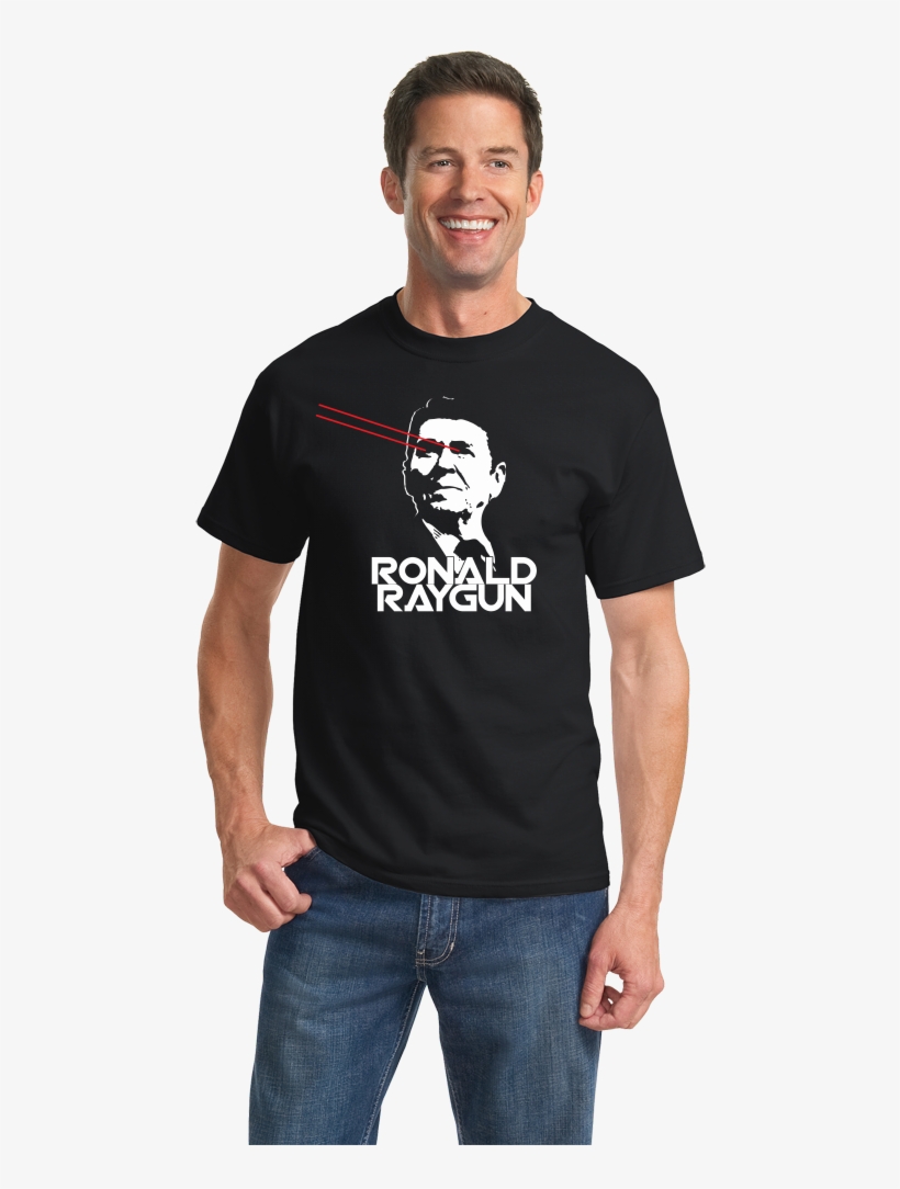 Standard Black Ronald Raygun - Port And Company Essential Tee, transparent png #6170566