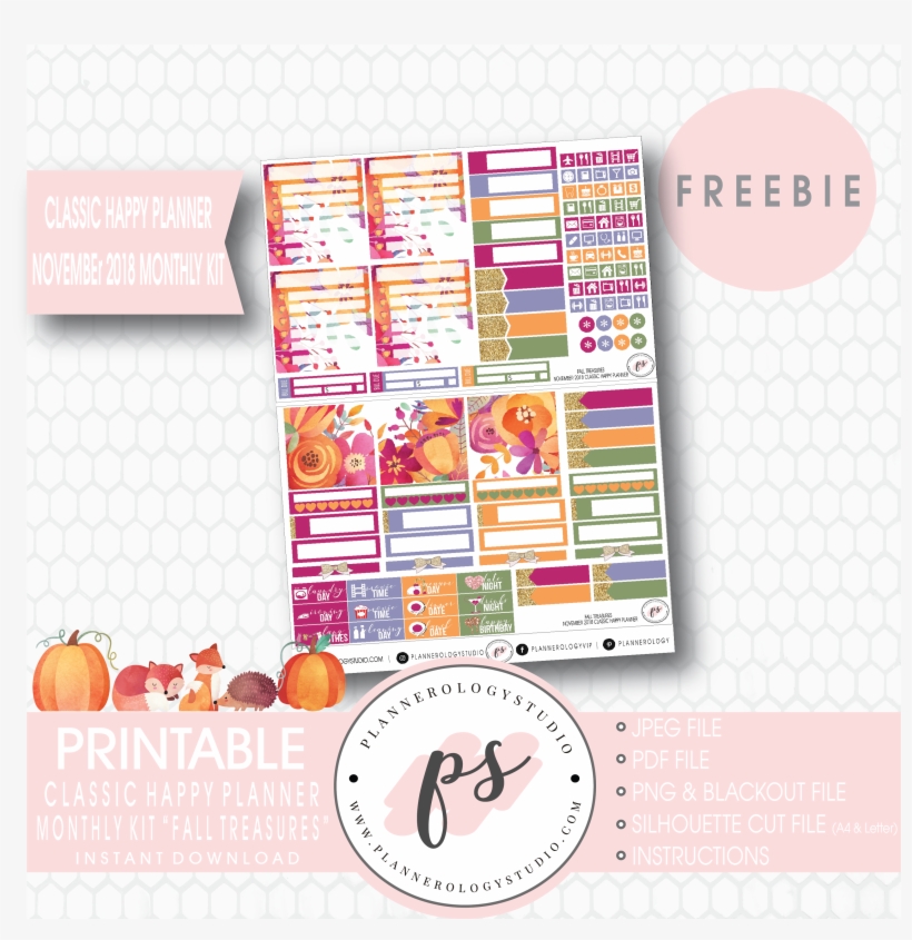 Fall Treasures Classic Happy Planner November 2018, transparent png #6171591