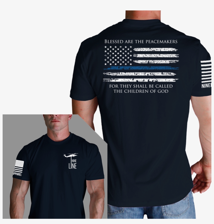 Thin Blue Line Flag Polo Shirt - Stand For The National Anthem Shirt, transparent png #6173070