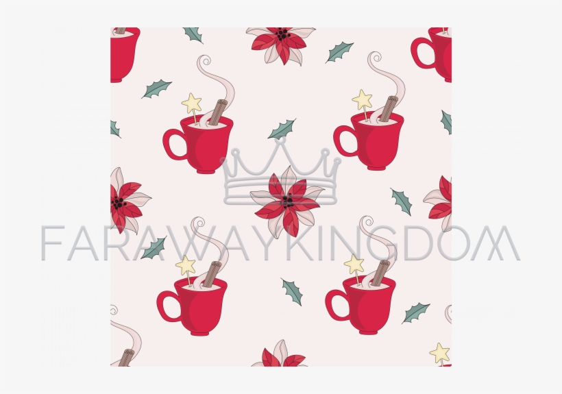 Christmas Mug Seamless Pattern Vector - Cups Christmas Mugs Scrapbook Papers, transparent png #6173139