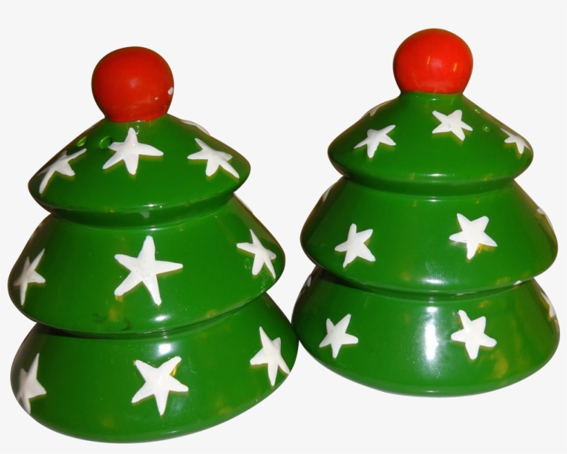 Green Christmas Tree With Stars, Salt And Pepper Shakers - Salt And Pepper Shakers, transparent png #6175923