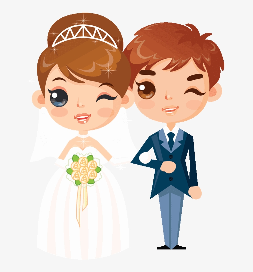 Dibujo - Wedding Cartoon Couple Png, transparent png #6177277