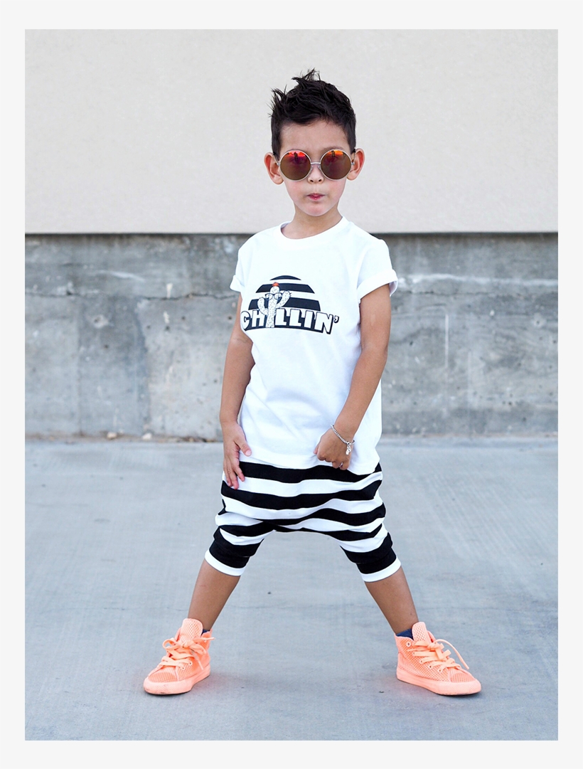 Black & White Striped Harem Shorts - Boy, transparent png #6177845