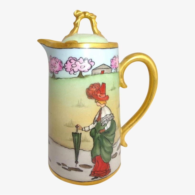 D&c Limoges Teapot Featuring A Lady Dressed In Her - Limoges, transparent png #6179997