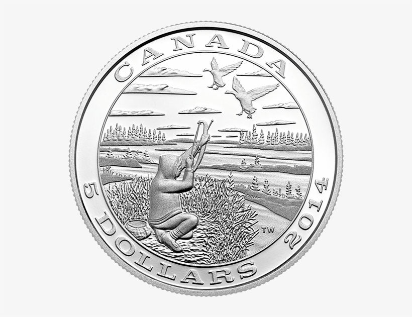 2014 $5 Fine Silver Coin Tradition Of Hunting - Arctic Expedition 25 Cent Coin, transparent png #6182456