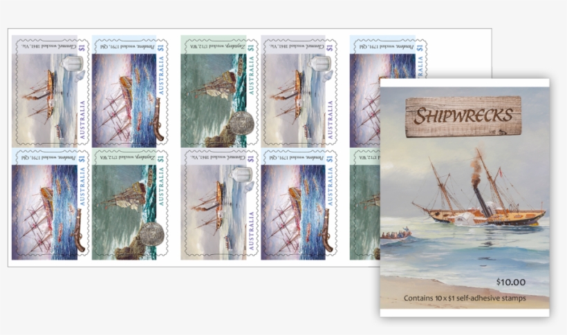 Booklet Of 10 X $1 Shipwreck Stamps - Windjammer, transparent png #6186971