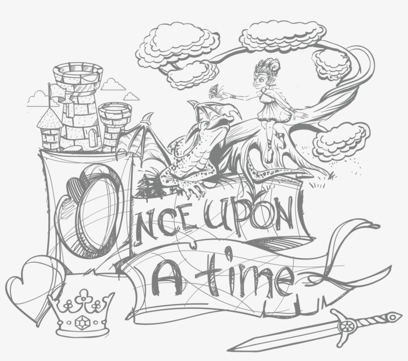 In A Cave At The Bottom Of Wawel Hill There Once Lived - Fairy Tales Black And White, transparent png #6188046