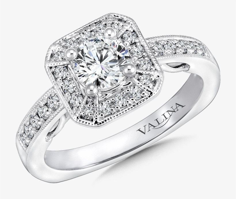 Valina Geometric Shape Halo Mounting - Queenelizabethjewels Diamond Engagement Ring 14k White, transparent png #6189791