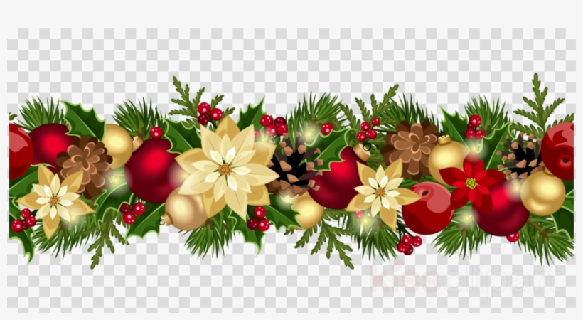 Christmas Garland Border Png Clipart Garland Christmas - Clipart Transparent Christmas Garland, transparent png #6192166