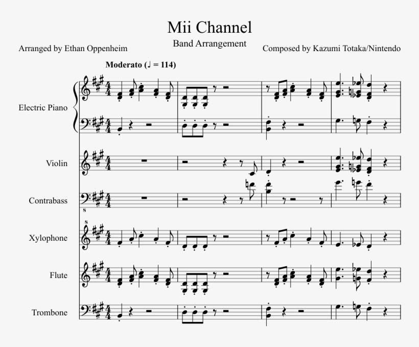 Mii Channel Band Arrangement Sheet Music For Piano - Elastic Heart Drum Sheet, transparent png #6192907