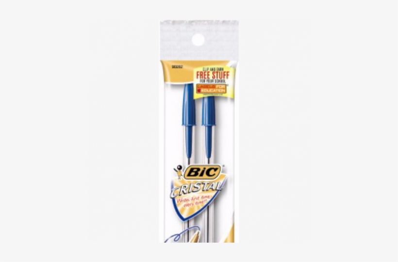 Bic Cristal Blue Ink Medium Ball Pen - Bic Corporation Pen 2pk Med Black Cristal, transparent png #6194334