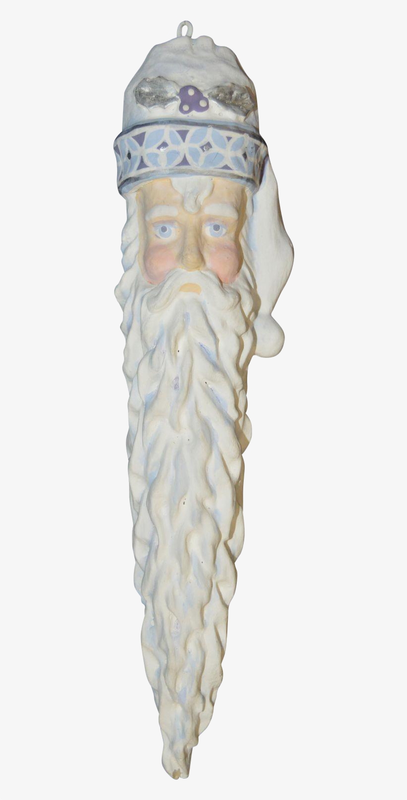 Vintage Large Blue White Icicle Style Santa Head/bust - Holiday, transparent png #6194635