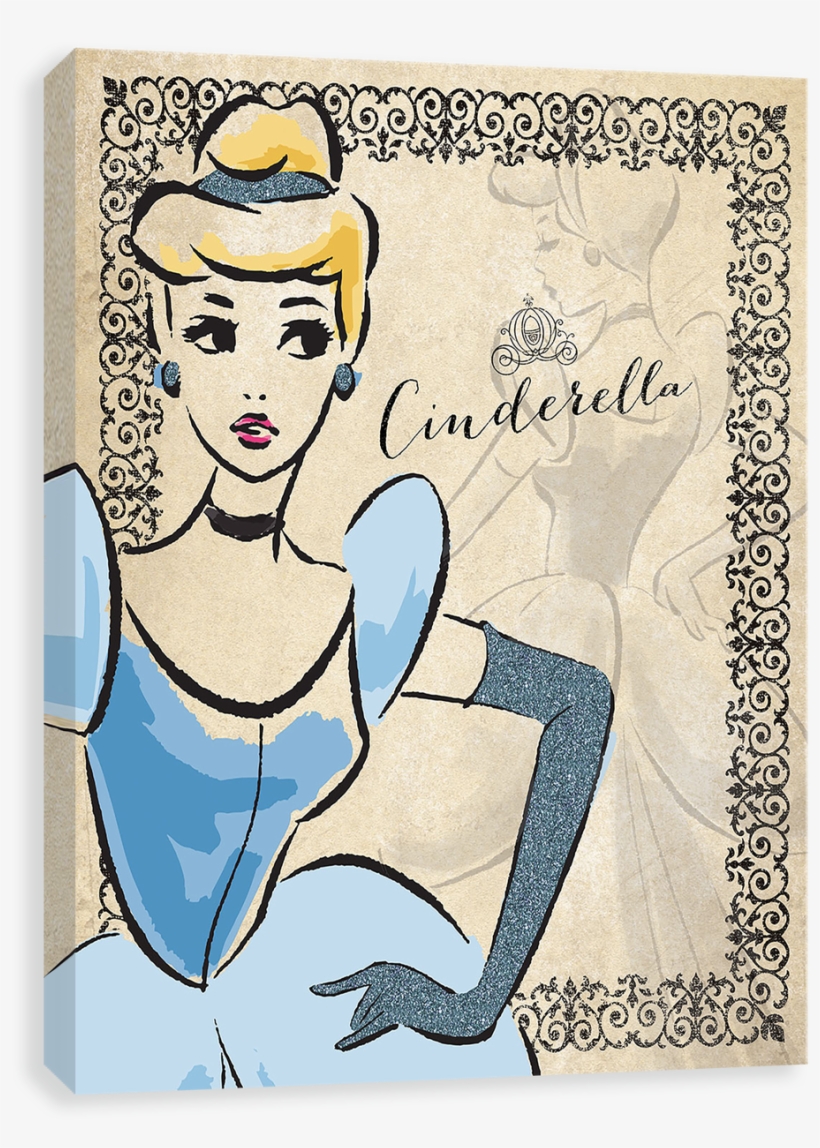Fashionista Vintage - Glitter Cinderella - Cinderella Canvases By Entertainart - Cinderella Wrapped, transparent png #6195649