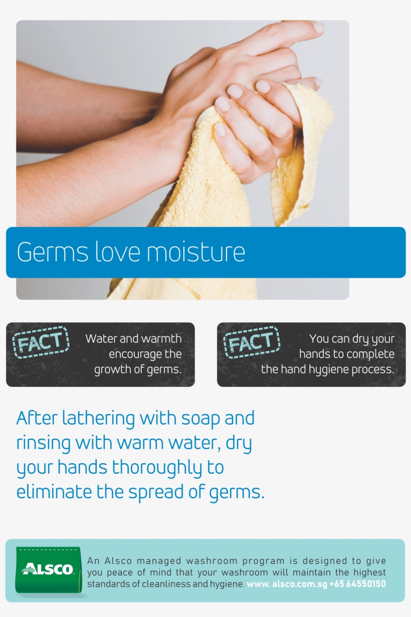 Alsco Hygiene Poster With A Woman Wiping Her Hands, transparent png #6195709