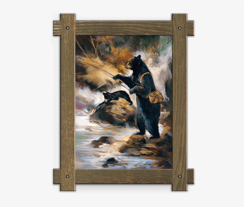 Framed In A Rustic-style Design, These Distressed Frames, - Fly Fishing Framed Wall Art, transparent png #6196424