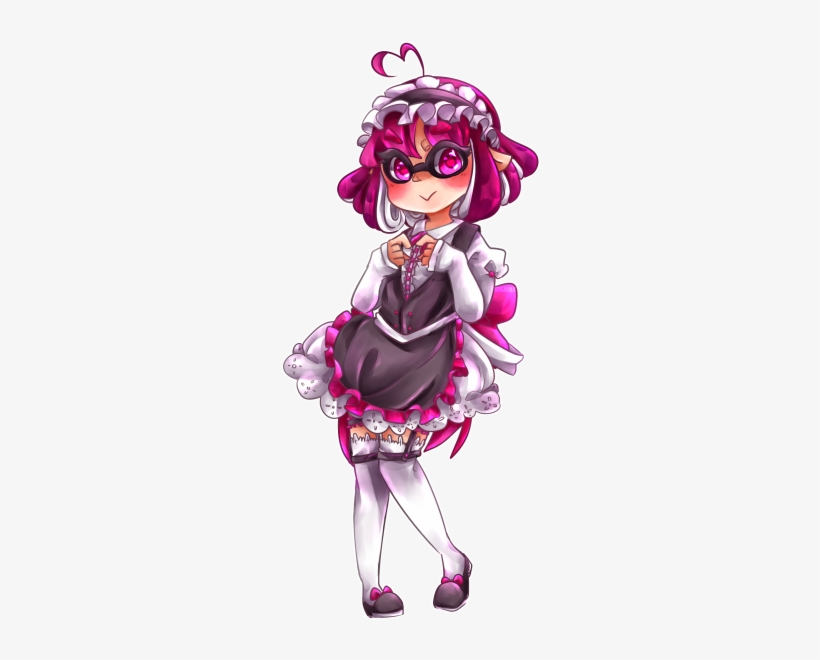 Pink Maid Outfit Anime Girl Purple Png Pink Maid Outfit - Splatoon Inkling Girl En Pink, transparent png #6198348